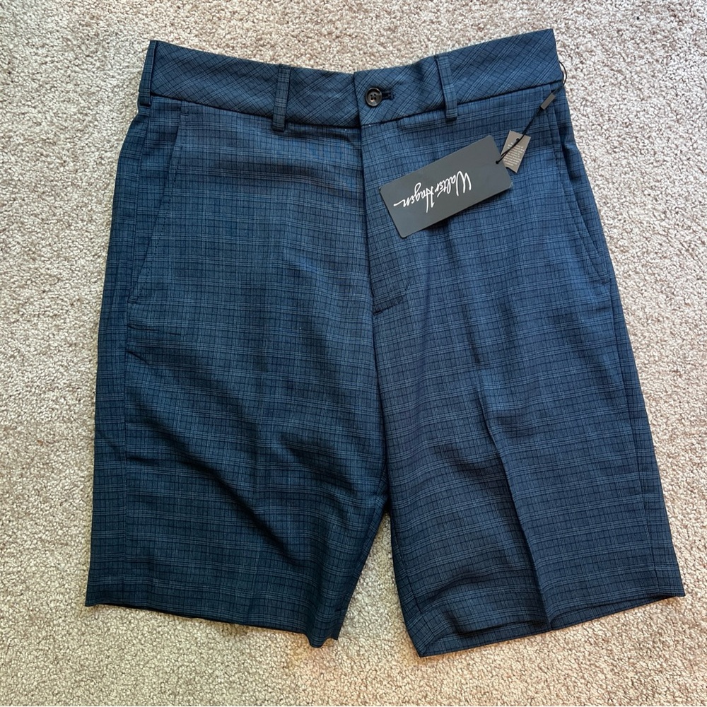 Mens Size 30 Walter Hagen Golf Shorts Dark Blue Plaid
